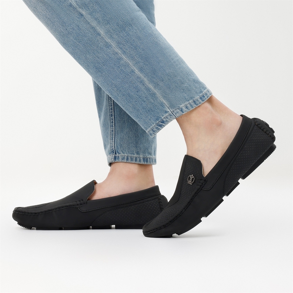 Men's Versatile PU Leather Casual Loafers - BLACK - 7